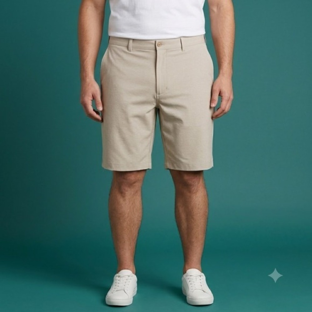 Ben Hogan Golf Shorts Mens 40 Beige Performance Stretch Flat Front